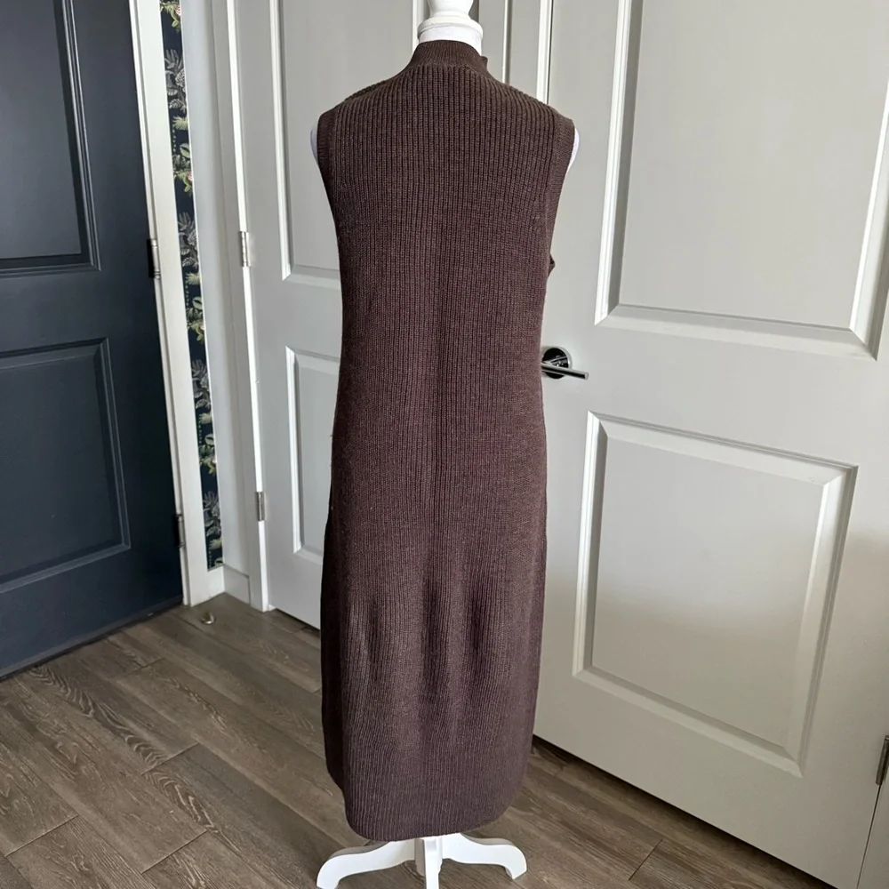 Aritzia Brand Babaton Brown Mock Turtleneck Sleeveless Midi Sweater Dress Size M - Picture 4 of 8